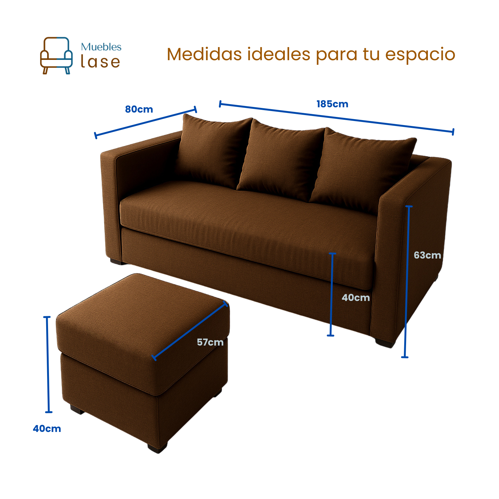 Sala Esquinera Moderna Colima – Sofá + Taburete en Tela Linato para Departamentos