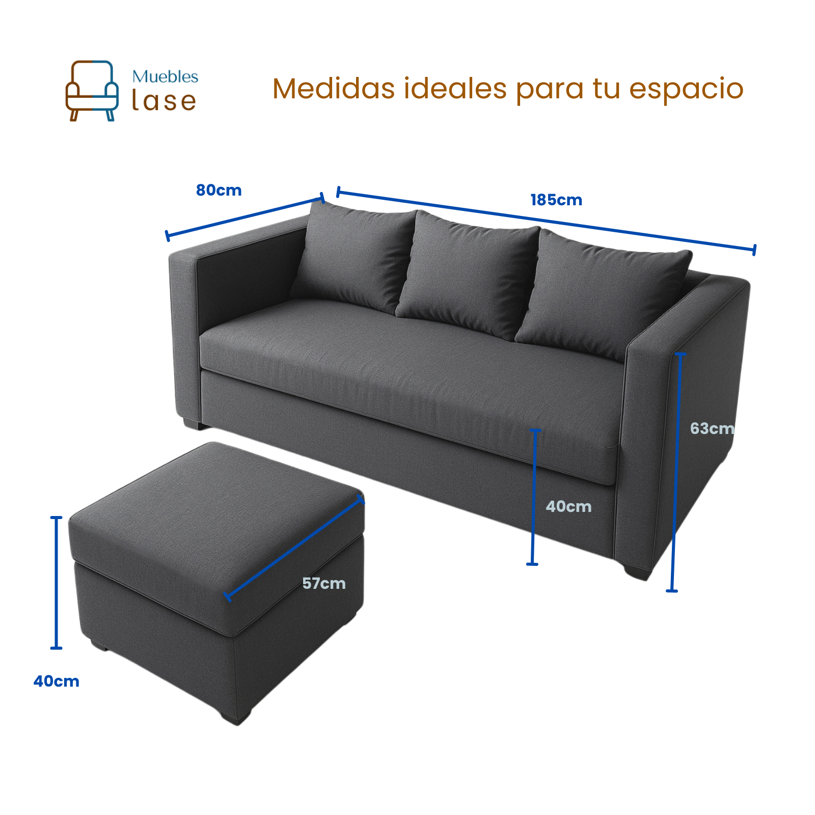 Sala Esquinera Moderna Colima – Sofá + Taburete en Tela Linato para Departamentos