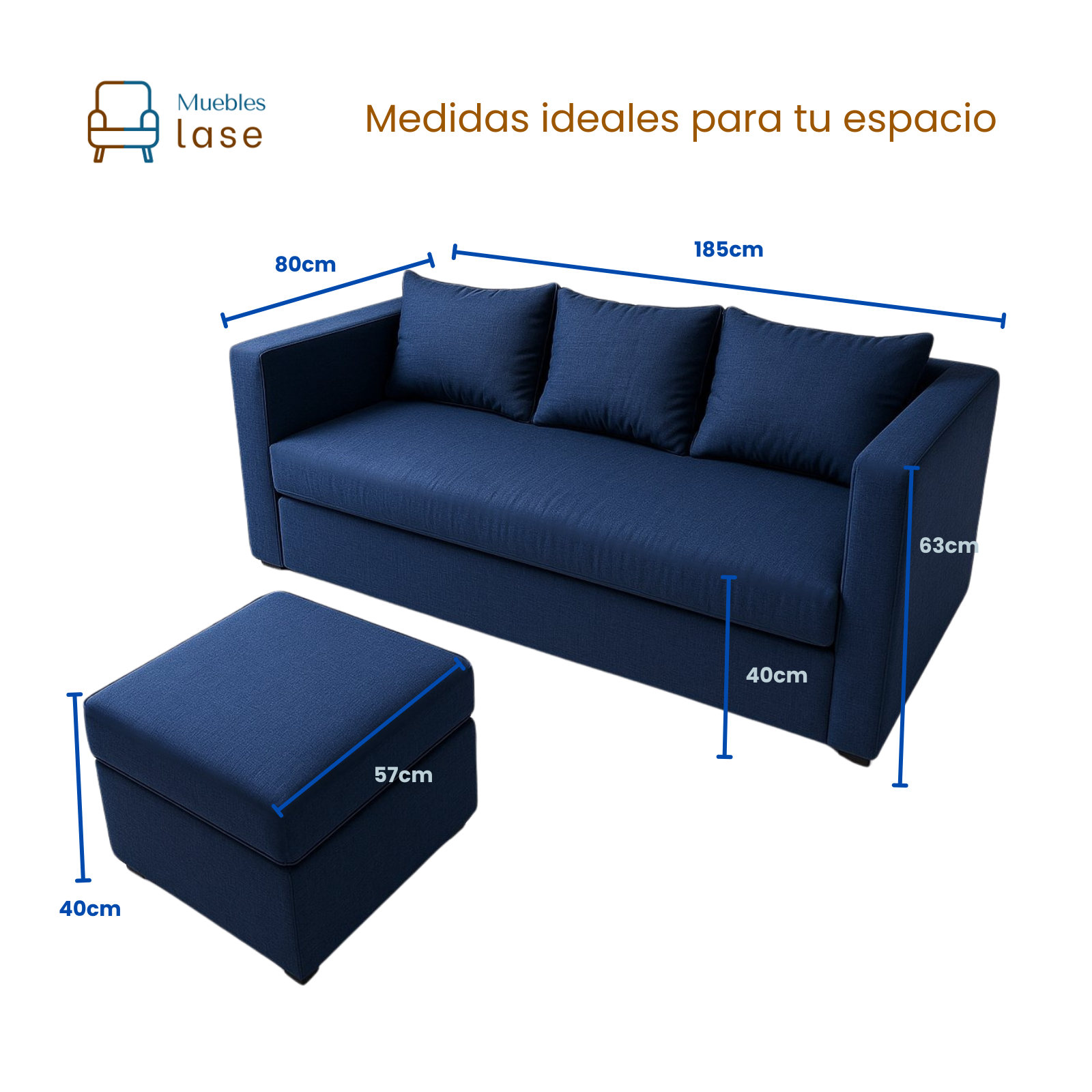 Sala Esquinera Moderna Colima – Sofá + Taburete en Tela Linato para Departamentos