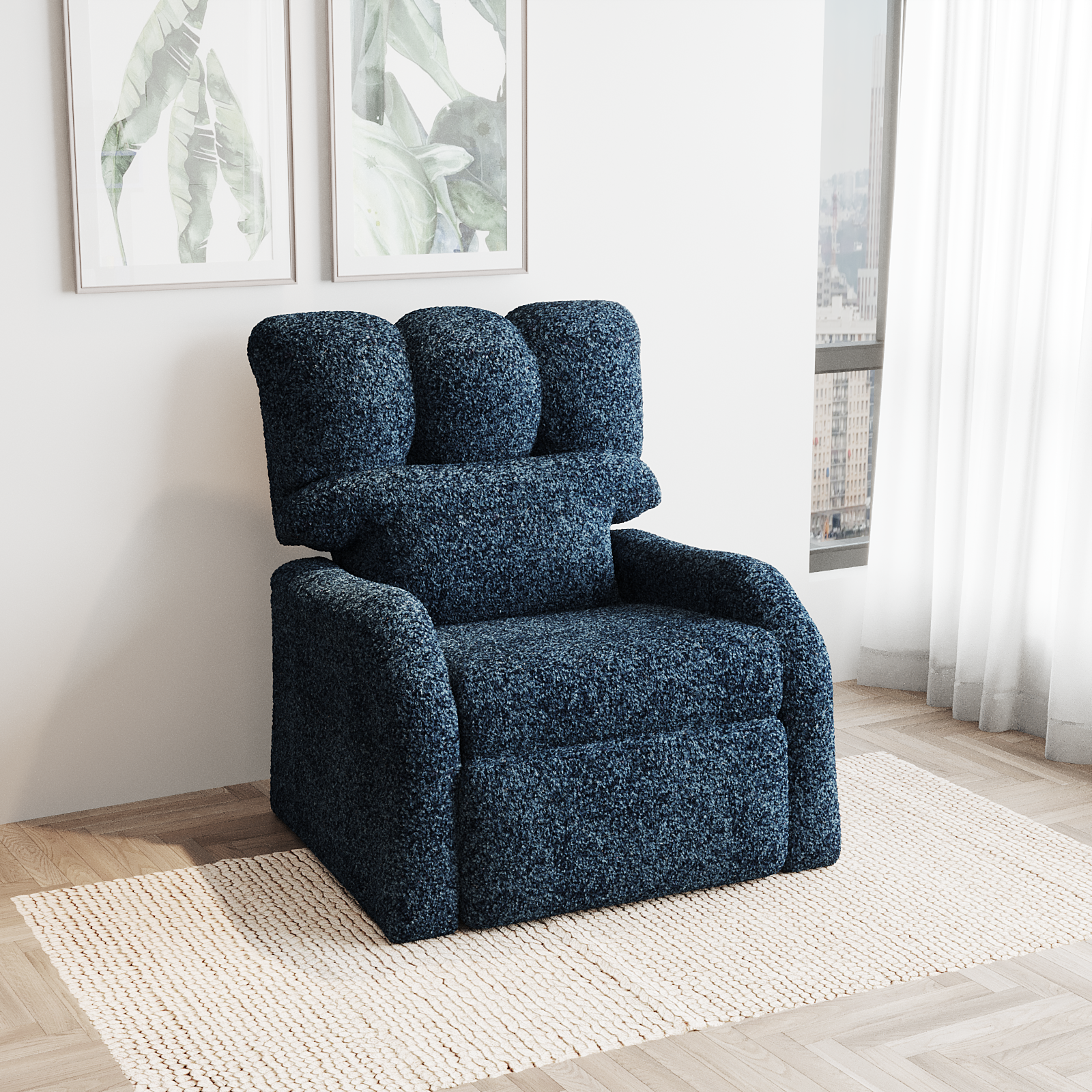Reposet Madrid – Sillón Reclinable Tapizado en Bouclé, Diseño Moderno y Cómodo