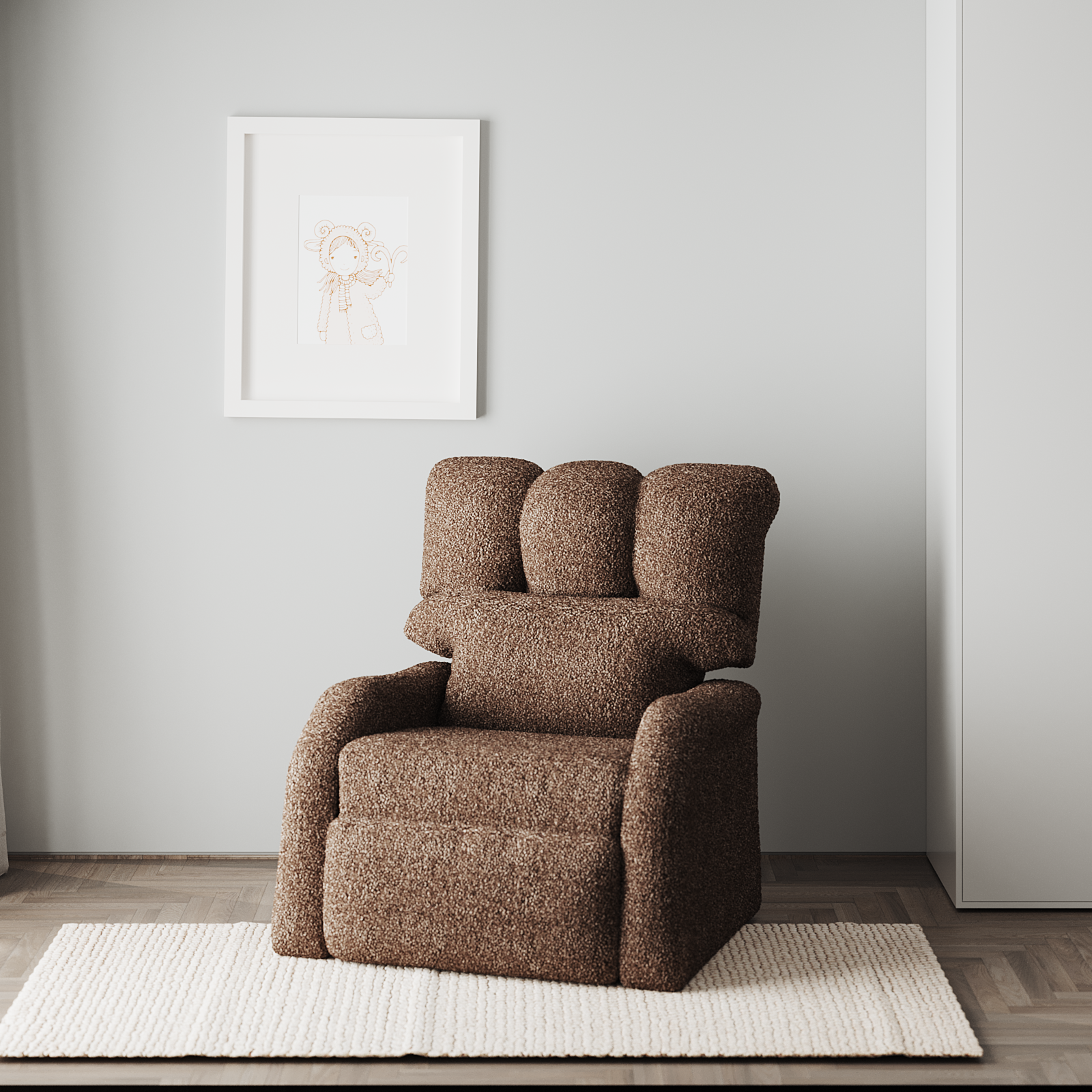 Reposet Madrid – Sillón Reclinable Tapizado en Bouclé, Diseño Moderno y Cómodo