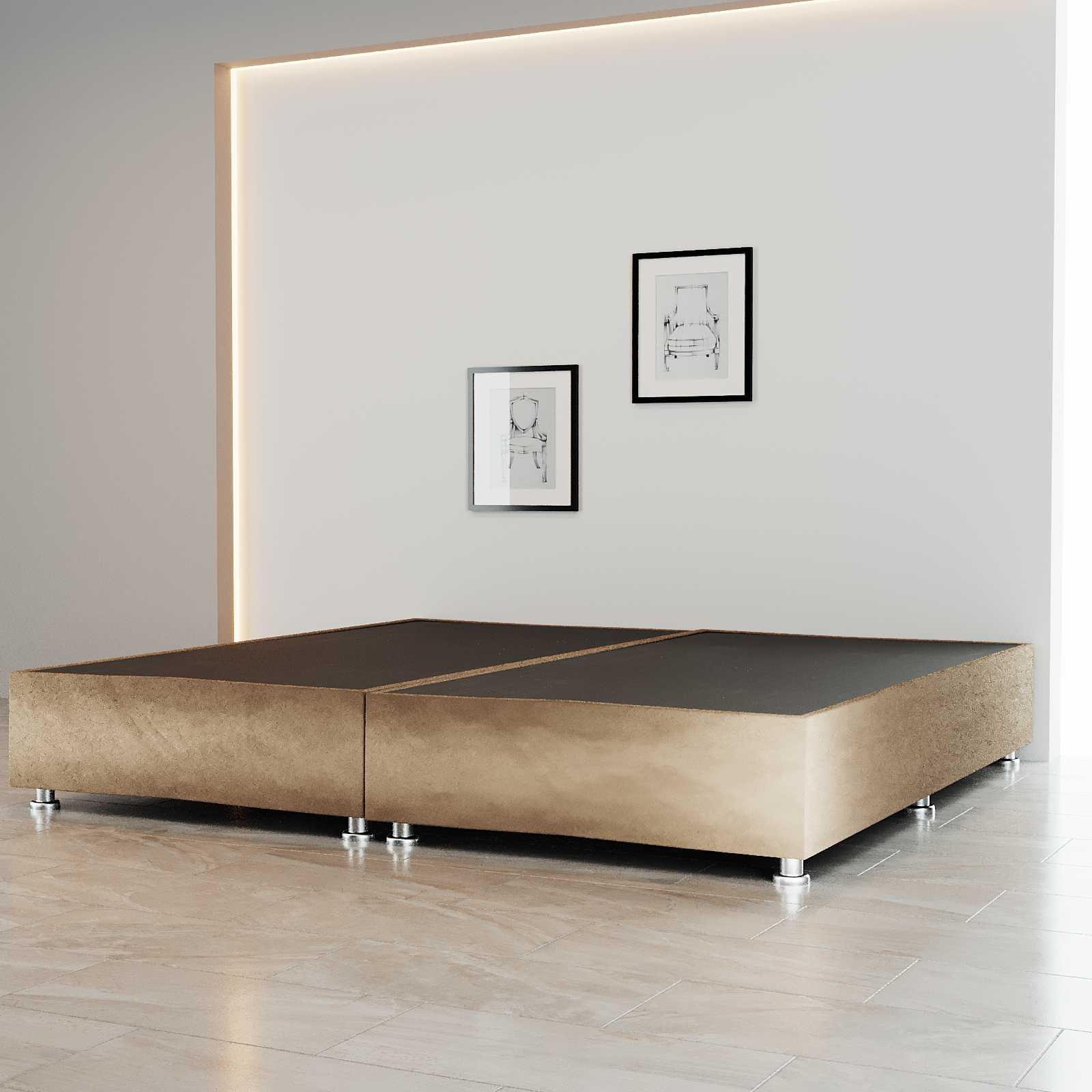 Base Box Luján  King Size – Tapizada en Linato o Terciopelo para Cama