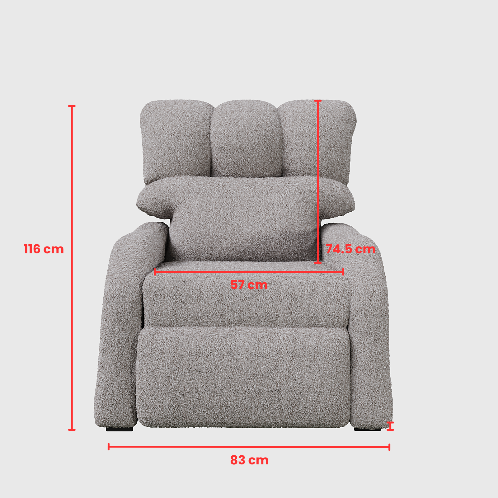 Reposet Madrid – Sillón Reclinable Tapizado en Bouclé, Diseño Moderno y Cómodo