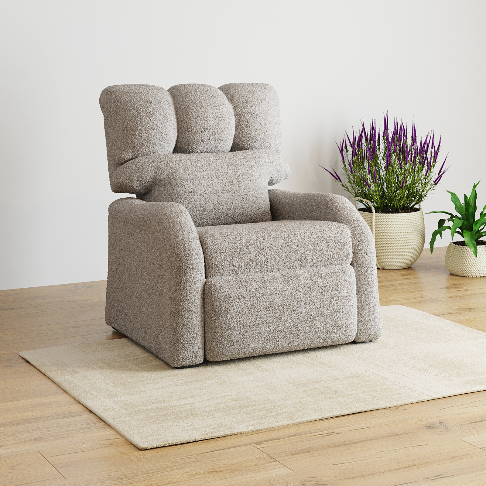 Reposet Madrid – Sillón Reclinable Tapizado en Bouclé, Diseño Moderno y Cómodo