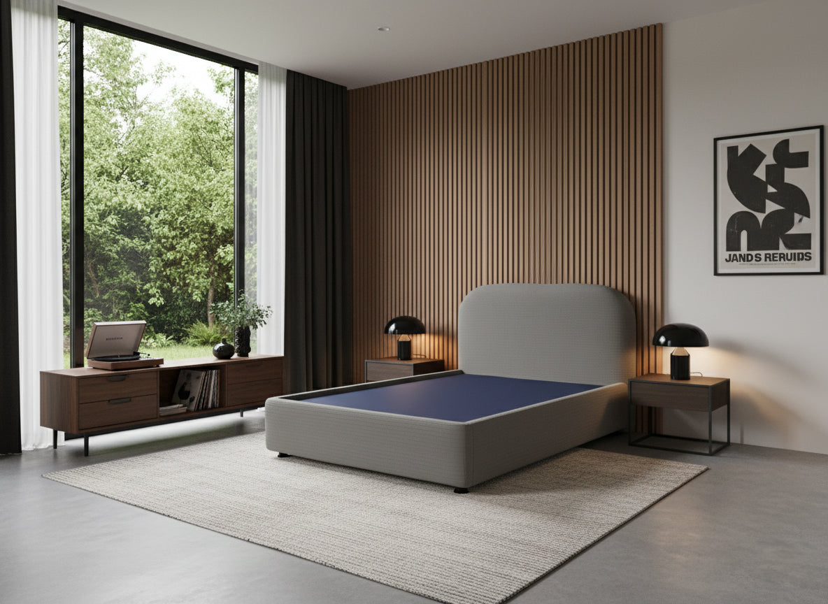 Cama  Marsella Matrimonial  | Base Box + Cabecera | Suave y Elegante