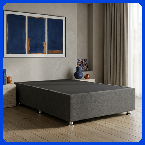 Base Cama Box Luján Individual Resistente y Silenciosa Tapiz Lino