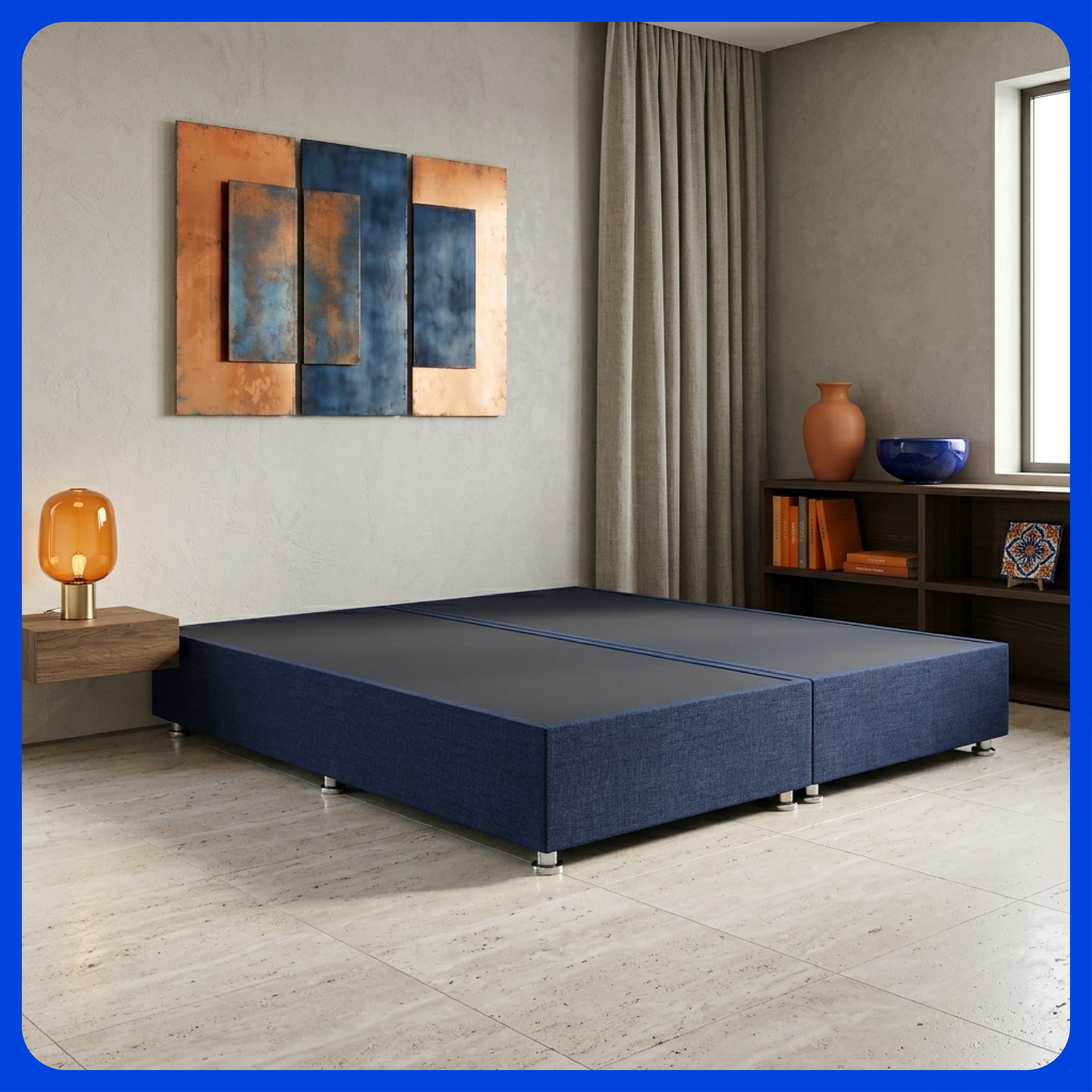 Base Cama Box Luján King Size Resistente y Silenciosa Tapiz Lino