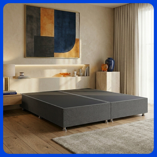Base Cama Box Luján King Size Resistente y Silenciosa Tapiz Lino