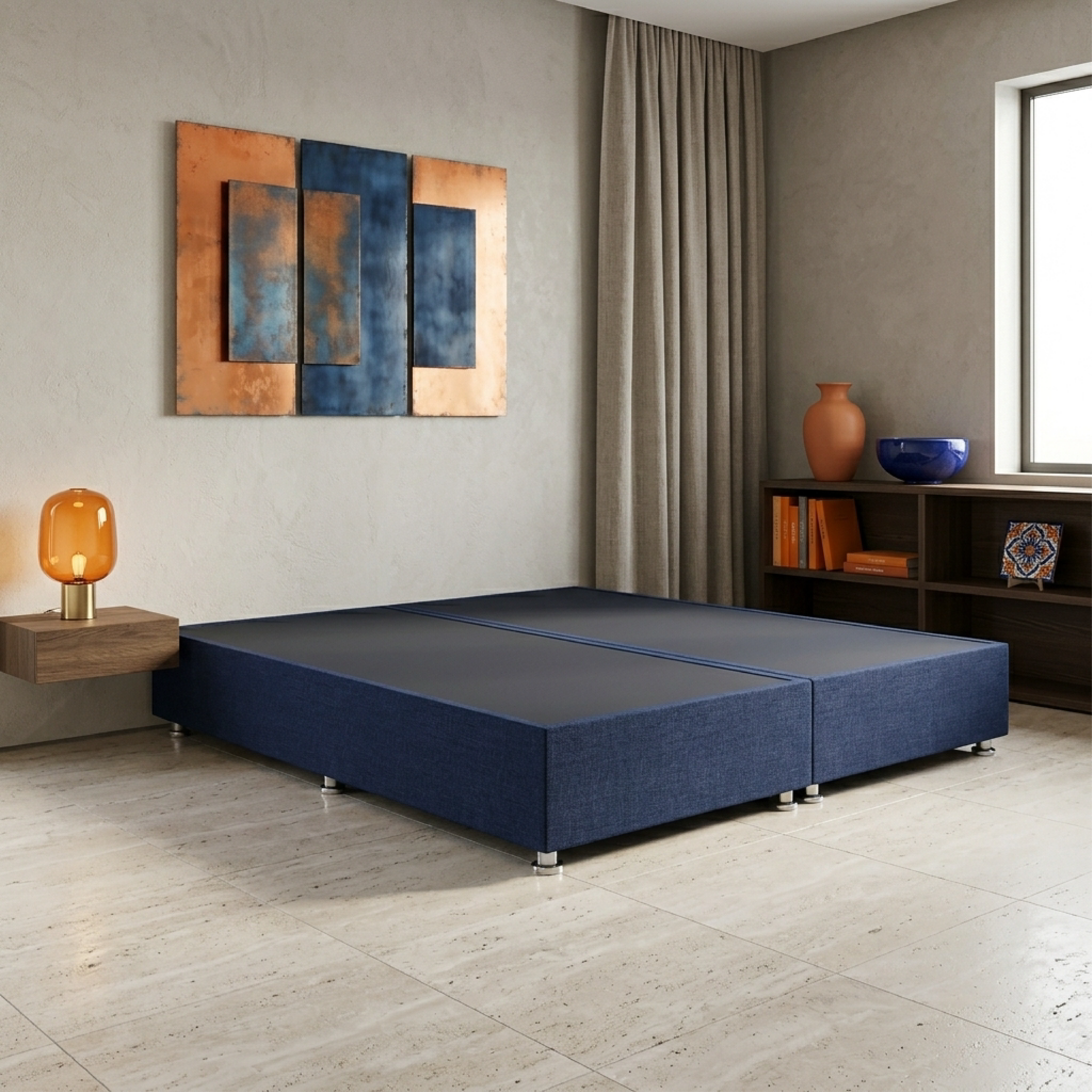 Base Cama Box Luján King Size Resistente y Silenciosa Tapiz Lino