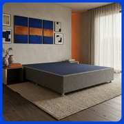 Base Cama Box Luján Queen Size Resistente y Silenciosa Tapiz Lino
