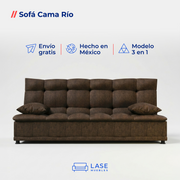 Sofá Cama Río Reclinable 3 Posiciones 3 Plazas con Cojines