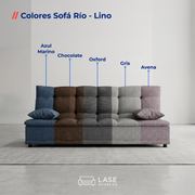 Sofá Cama Río Reclinable 3 Posiciones 3 Plazas con Cojines