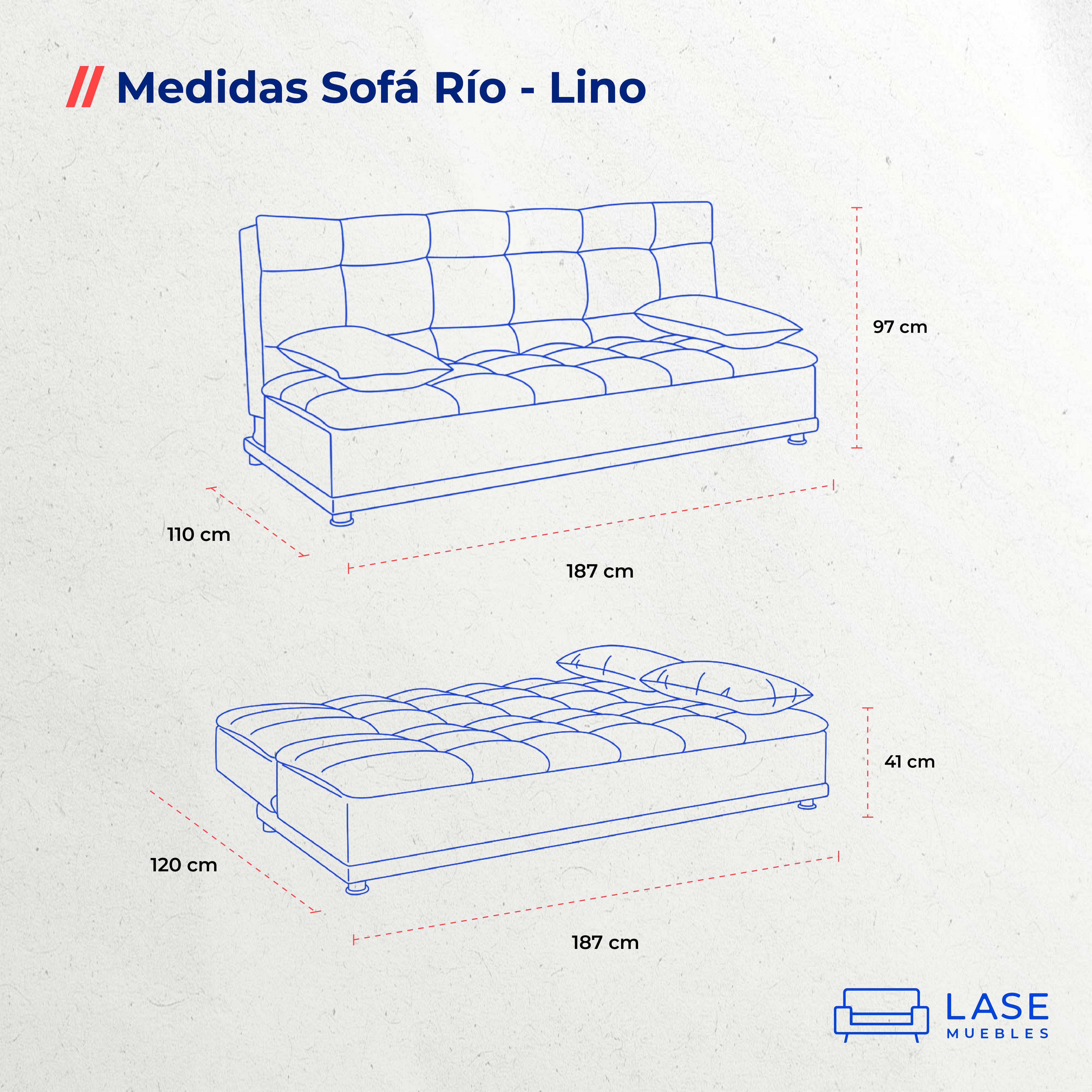 Sofá Cama Río Reclinable 3 Posiciones 3 Plazas con Cojines