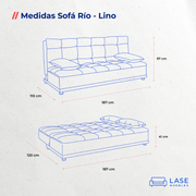 Sofá Cama Río Reclinable 3 Posiciones 3 Plazas con Cojines