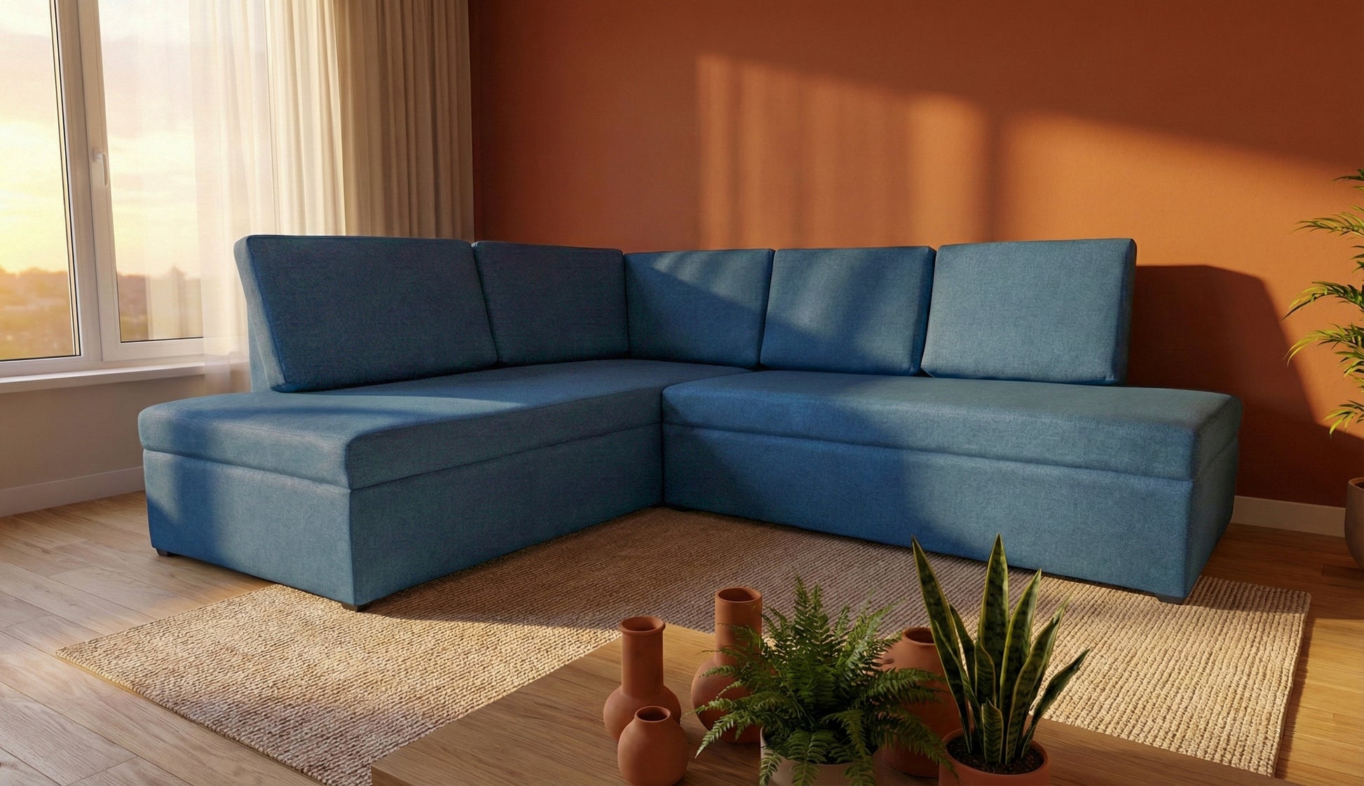 Sala Esquinera Modular León 2 Piezas (5 Plazas) | Tapiz Linato